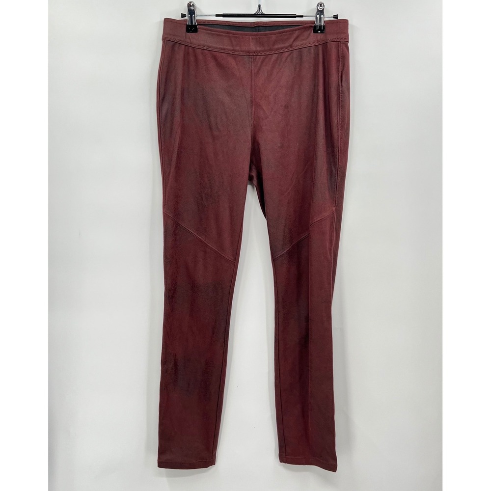 Free People 27 Vegan Suede Leggings‎ Womens Burgundy Moto Seam Skinny Pants